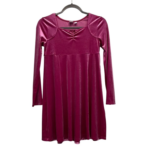 Gap Kids Other - Gap Kids Girls XL 12 Velvet Long Sleeve Dress‎ Bright Fuchsia Pink Dance Party